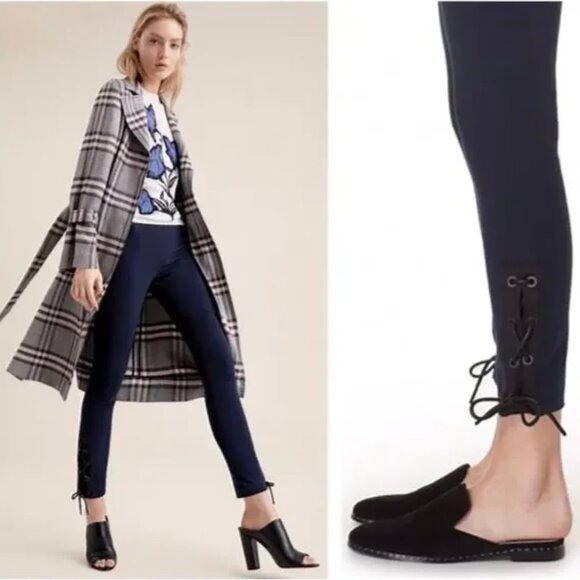 rag & bone Riding Pants Simone Lace Up Ankle Navy Blue Viscose Stretch - Picture 1 of 8